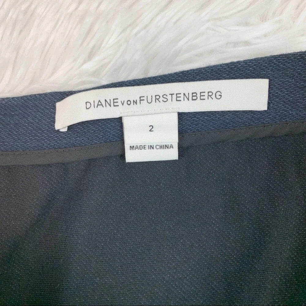 Diane Von Ferstenberg‎ ruffle embellishment denim mini skirt embroidered logo